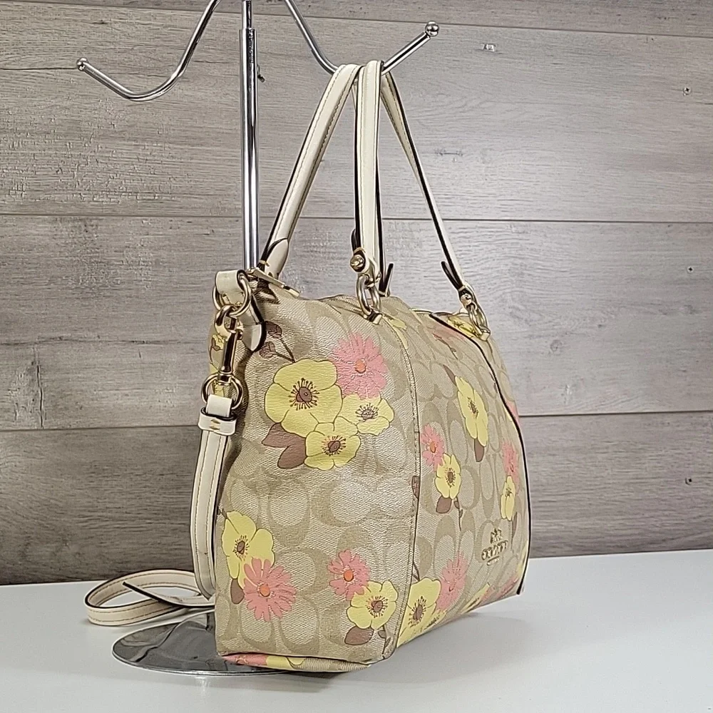 Coach Kacey Signature Floral Shoulder Tote Crossbody Bag CH546